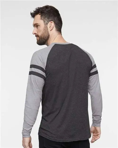 Lat 6934 Fine Jersey Mash Up Long Sleeve Tee - Vintage Smoke Heather