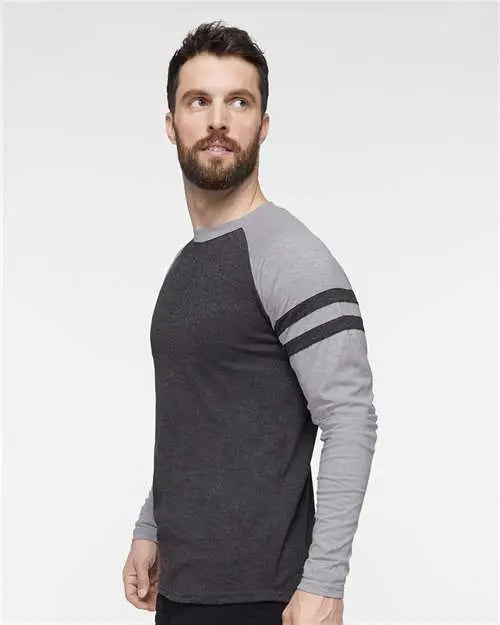 Lat 6934 Fine Jersey Mash Up Long Sleeve Tee - Vintage Smoke Heather