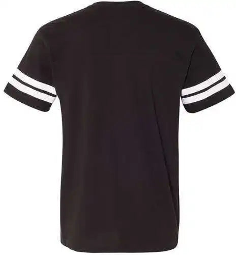 Lat 6937 Football Fine Jersey Tee Black Solid White