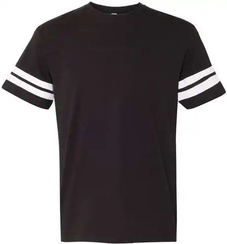 Lat 6937 Football Fine Jersey Tee Black Solid White