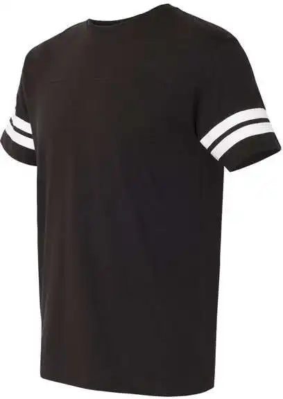 Lat 6937 Football Fine Jersey Tee Black Solid White