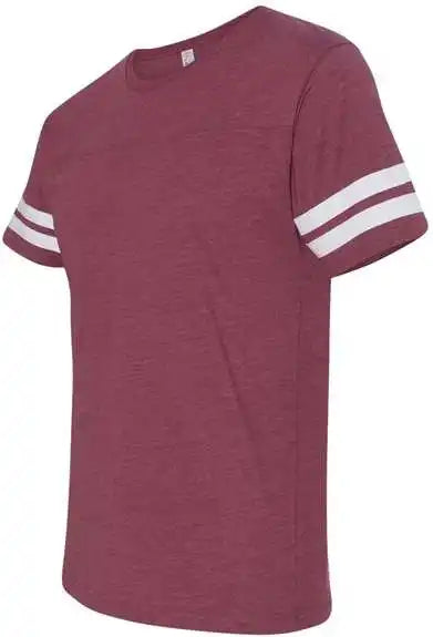 Lat 6937 Football Fine Jersey Tee Vintage Burgundy White