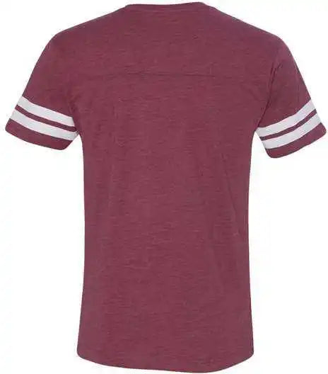 Lat 6937 Football Fine Jersey Tee Vintage Burgundy White
