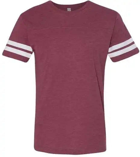 Lat 6937 Football Fine Jersey Tee Vintage Burgundy White
