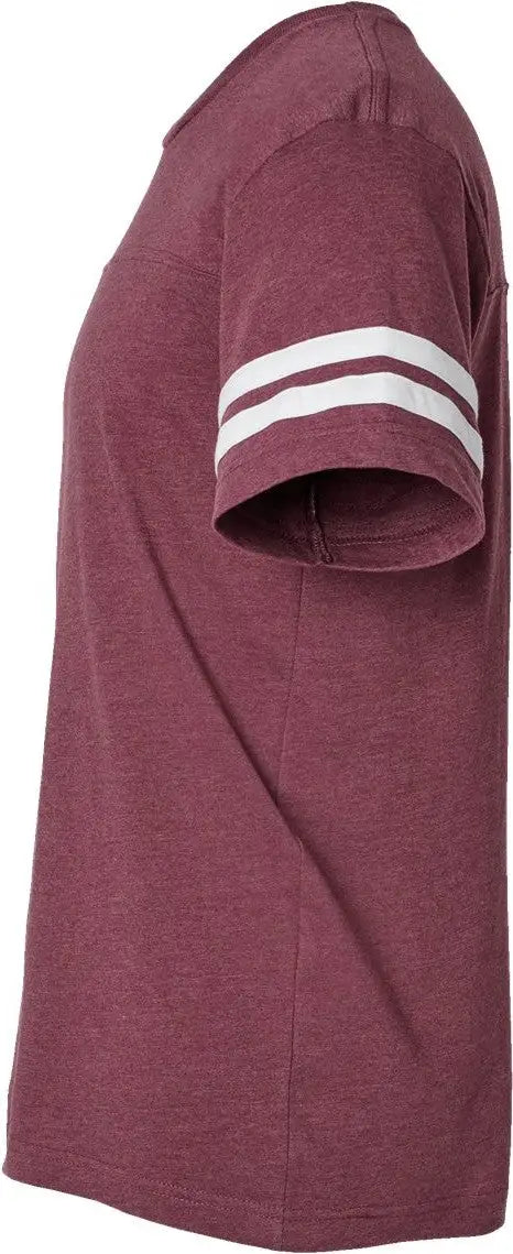 Lat 6937 Football Fine Jersey Tee - Vintage Burgundy White