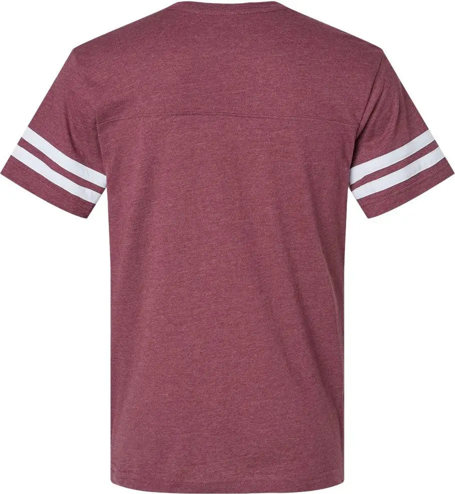 Lat 6937 Football Fine Jersey Tee - Vintage Burgundy White