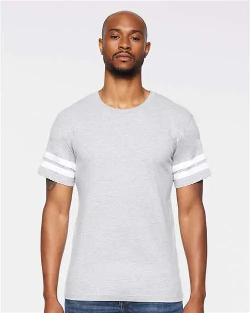 Lat 6937 Football Fine Jersey Tee - Vintage Heather White