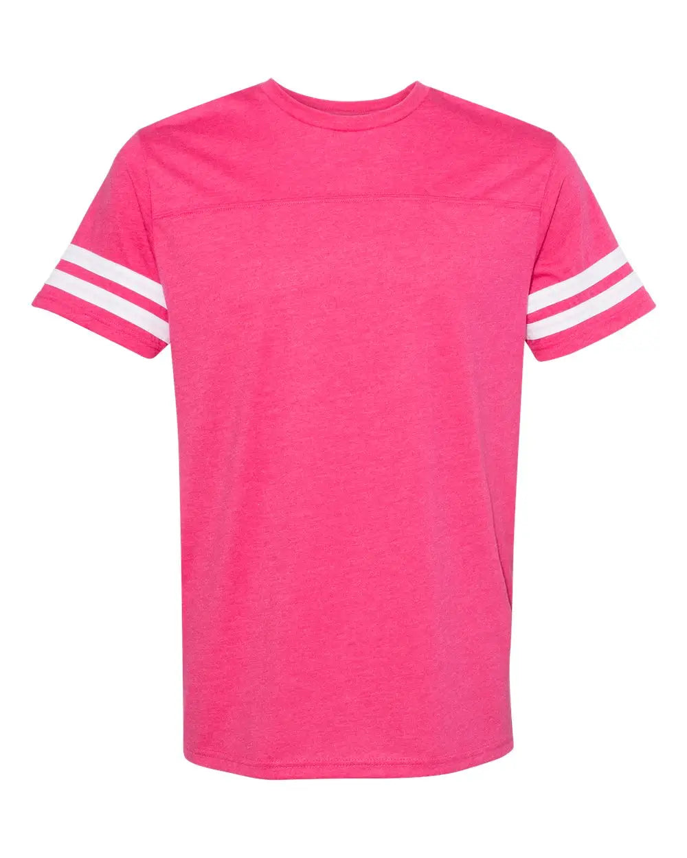 Lat 6937 Football Fine Jersey Tee - Vintage Hot Pink White