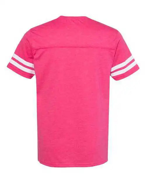 Lat 6937 Football Fine Jersey Tee Vintage Hot Pink White
