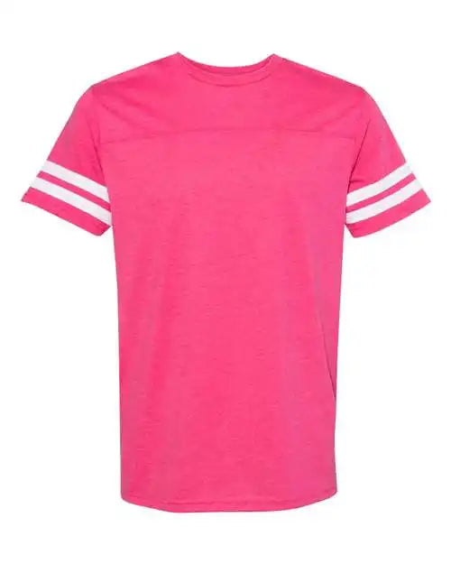 Lat 6937 Football Fine Jersey Tee Vintage Hot Pink White