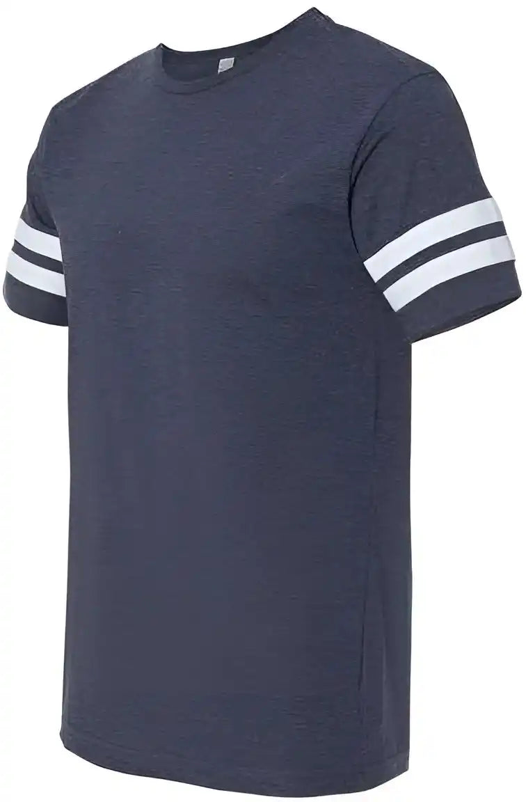 Lat 6937 Football Fine Jersey Tee Vintage Navy White