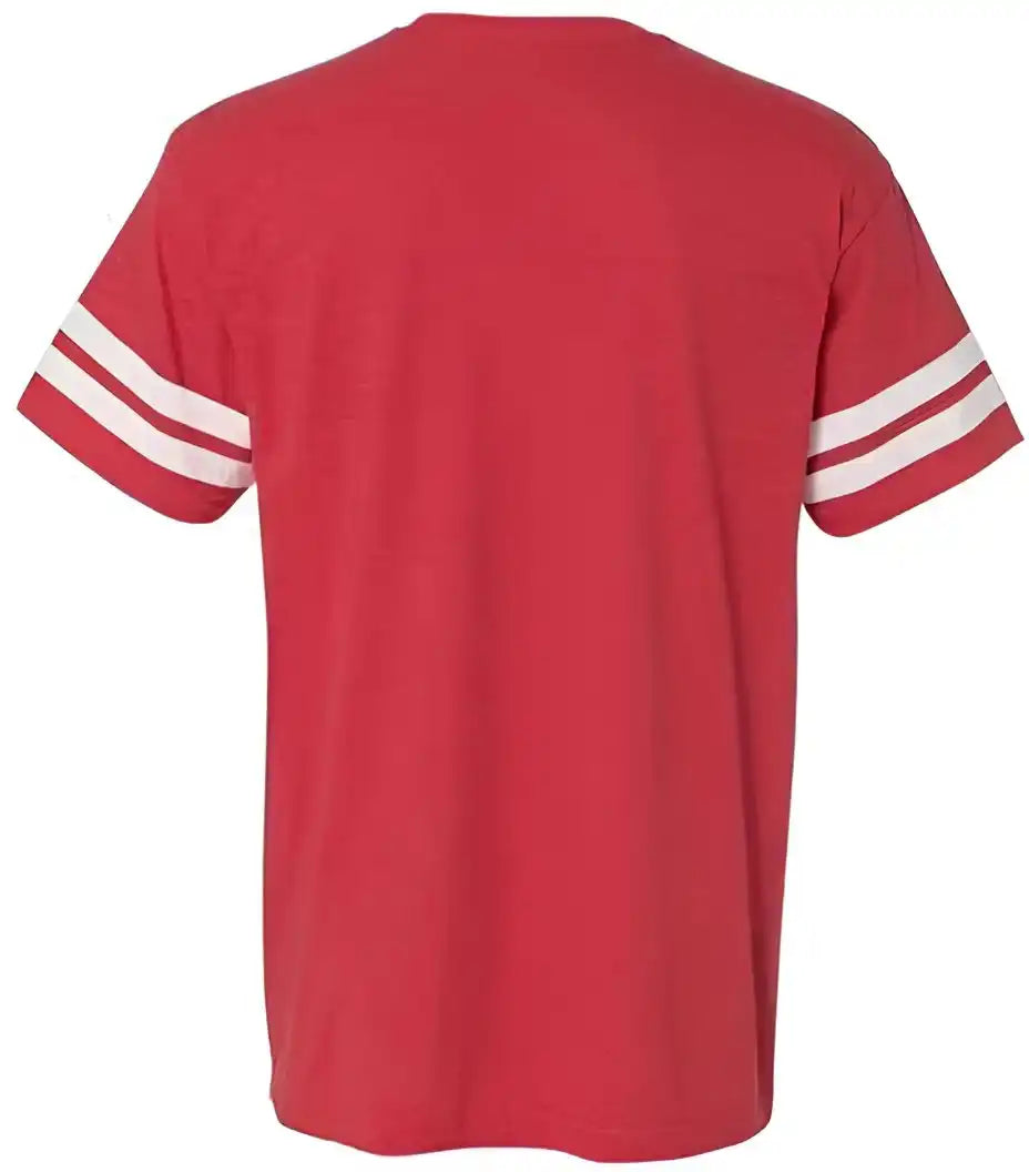 Lat 6937 Football Fine Jersey Tee Vintage Red White