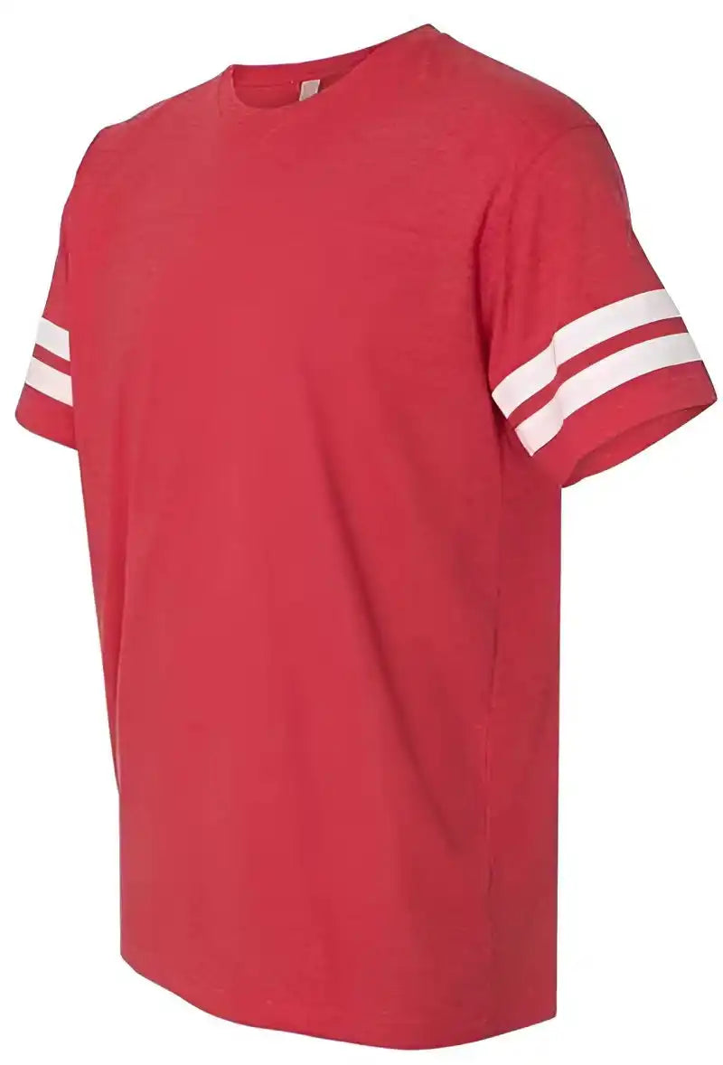 Lat 6937 Football Fine Jersey Tee Vintage Red White