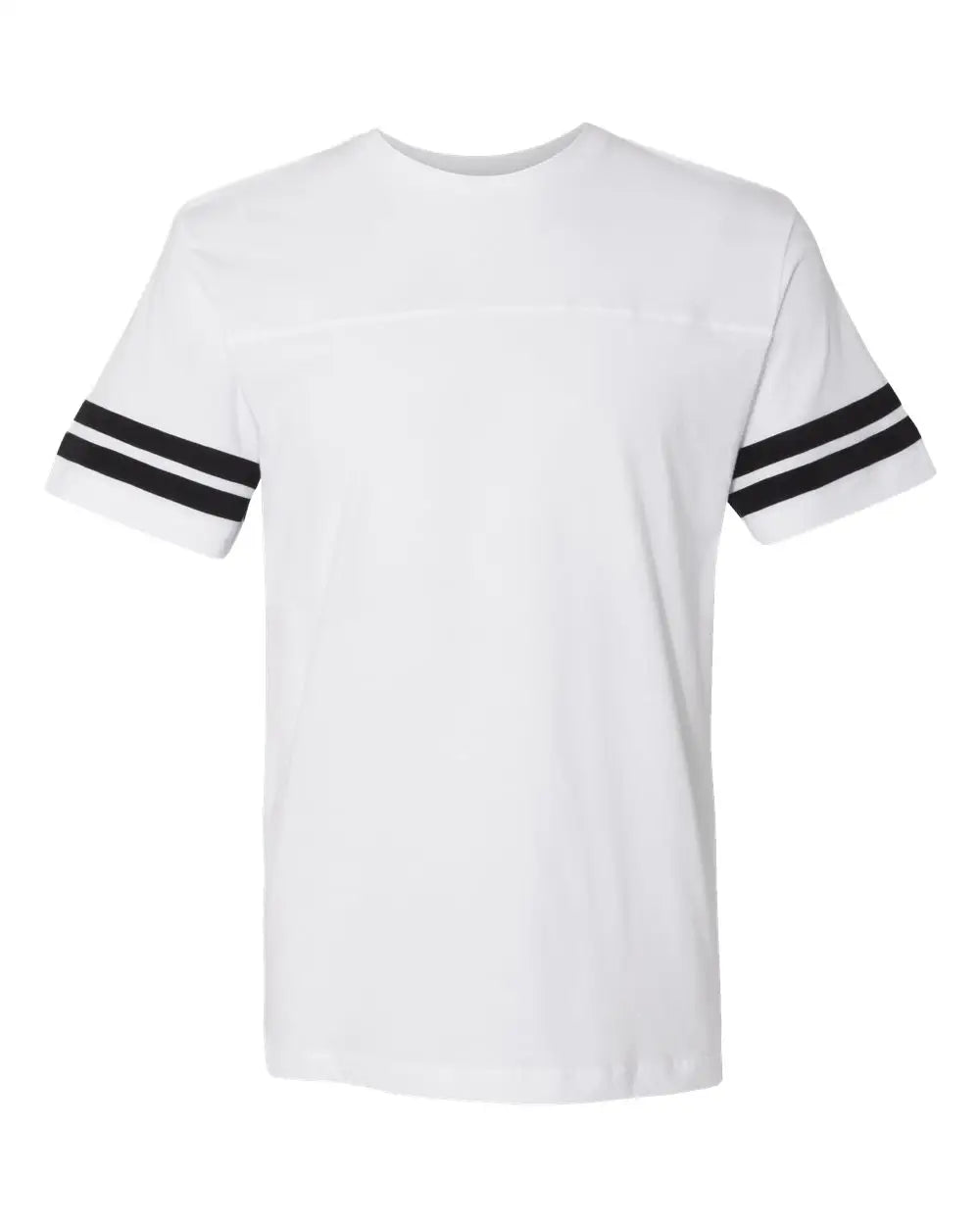 Lat 6937 Football Fine Jersey Tee - White Solid Black
