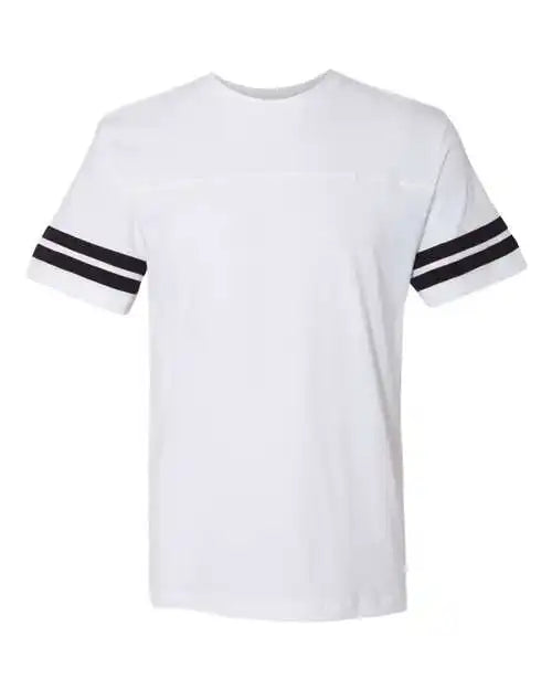 Lat 6937 Football Fine Jersey Tee White Solid Black