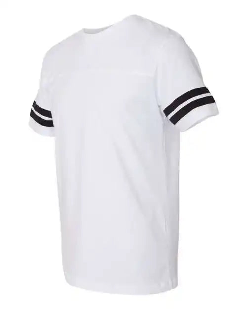 Lat 6937 Football Fine Jersey Tee White Solid Black