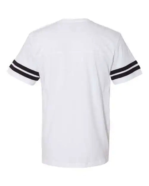 Lat 6937 Football Fine Jersey Tee White Solid Black