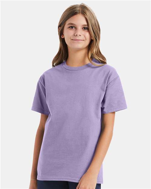 Front View of Lavender Authentic Youth T-Shirt - 5450
