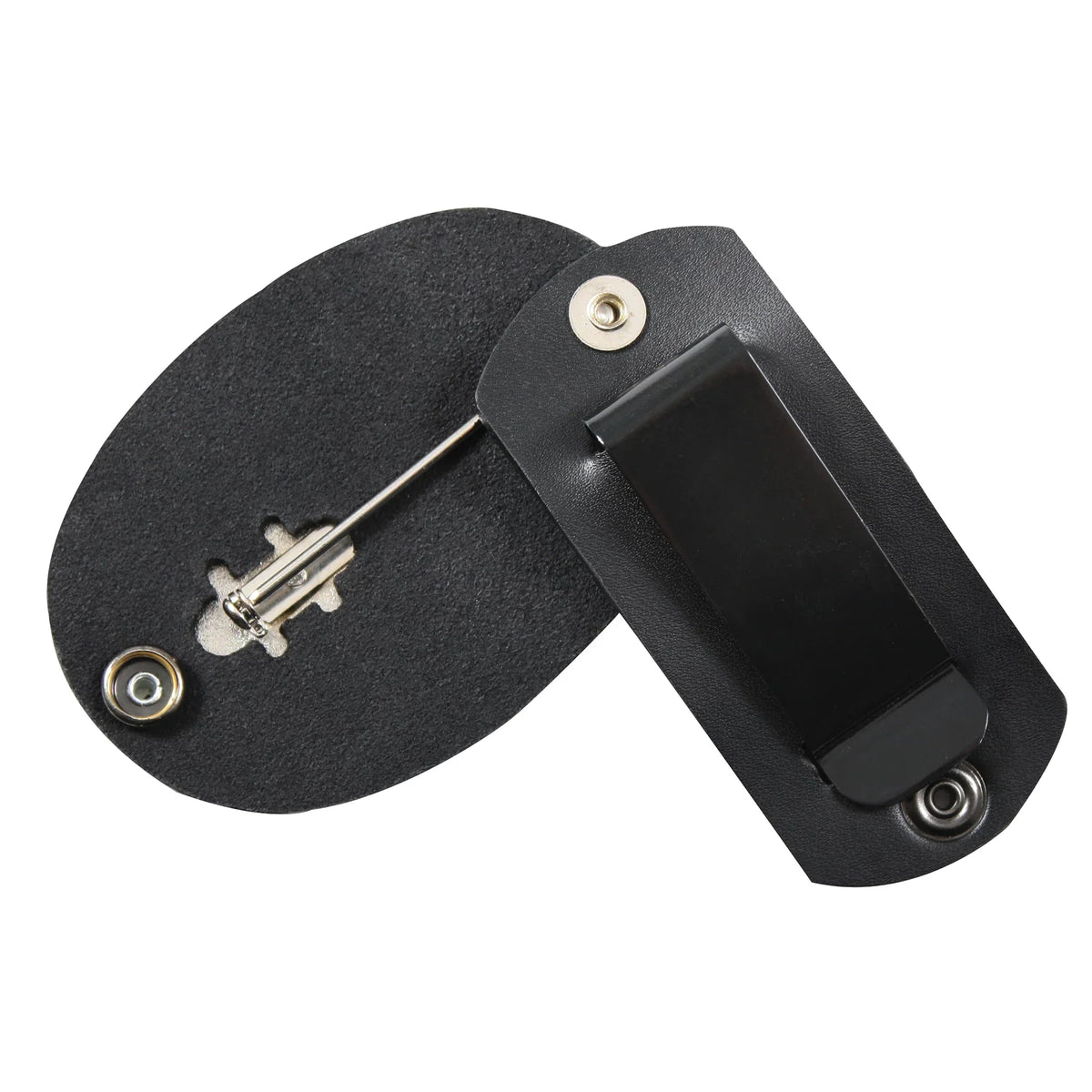Leather Clip-on Badge Holder with Swivel Snap