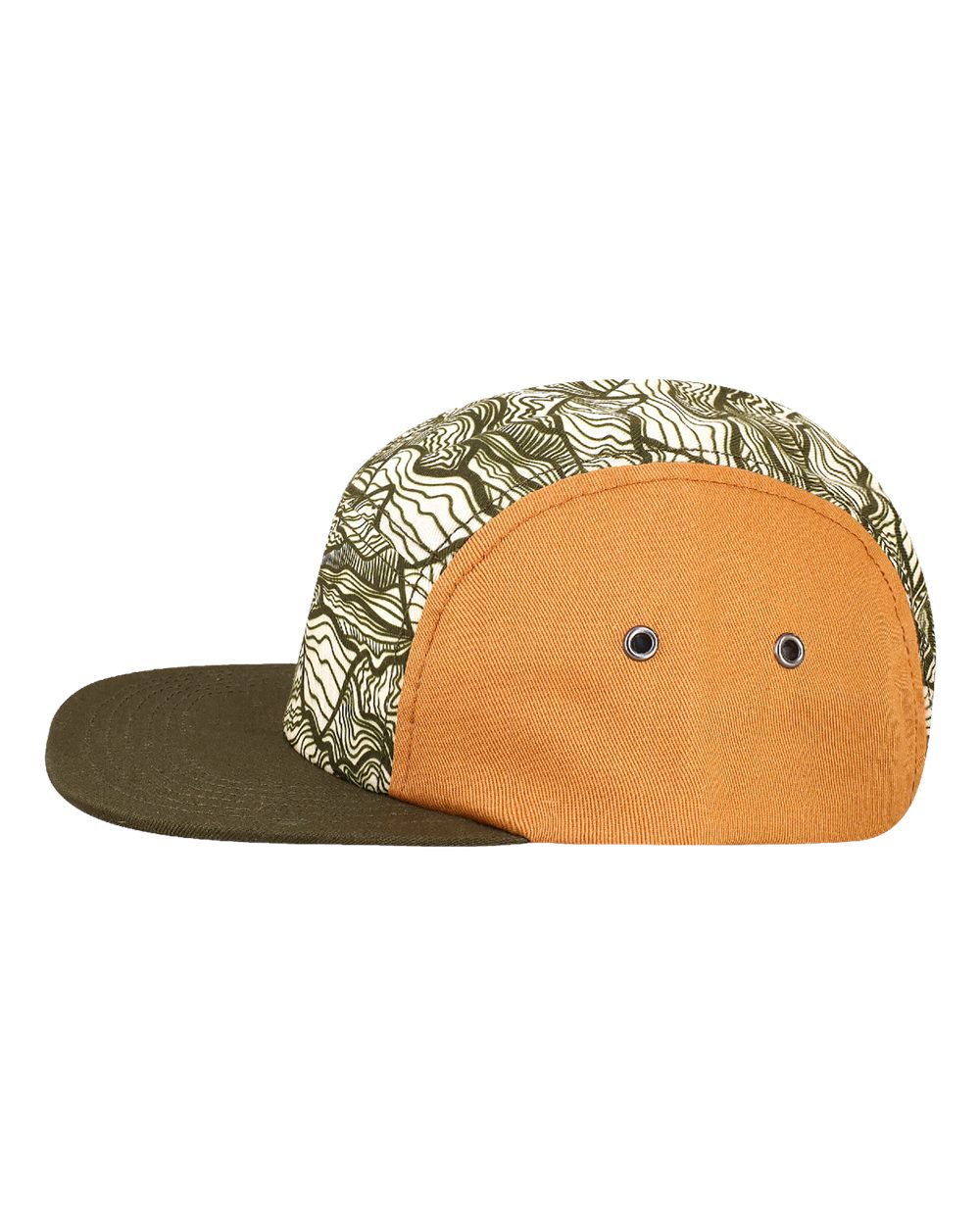 Left View of Abstract Mountains Five-Panel Camper Hat - CAMPER