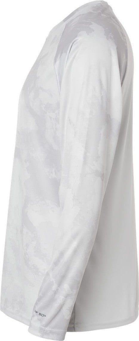 Left View of Aluminum Cabo Camo Performance Long Sleeve T-Shirt - 228