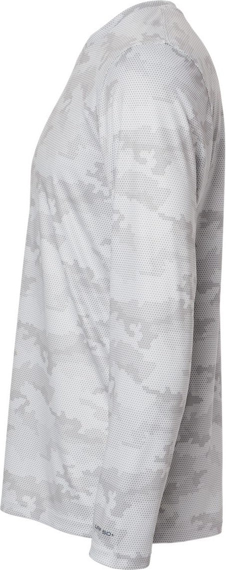 Left View of Aluminum Pompano Performance Camo Long Sleeve T-Shirt - 217