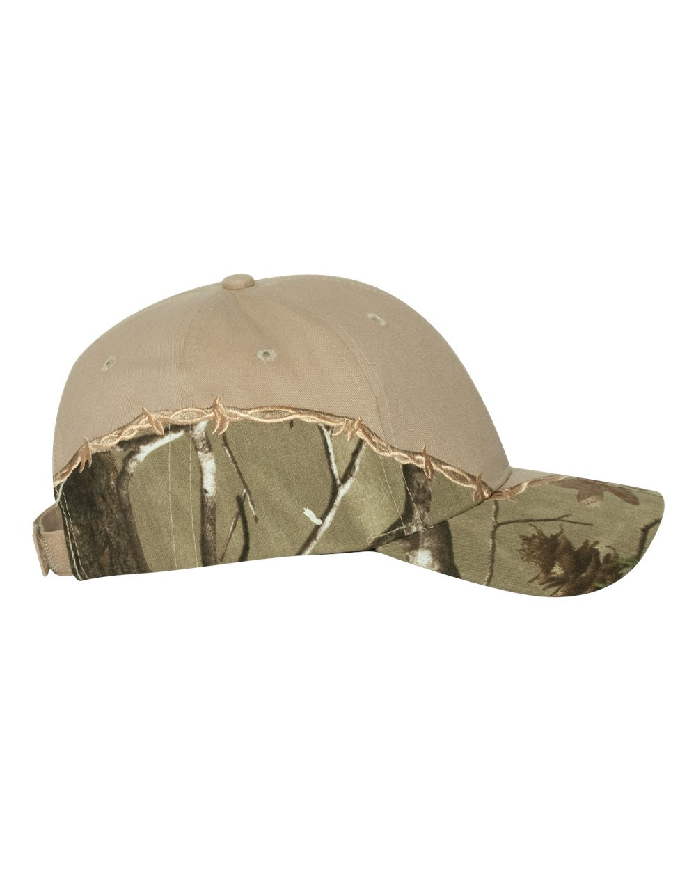 Left View of AP/ Tan Licensed Camo with Barbed Wire Embroidery Cap - LC4BW