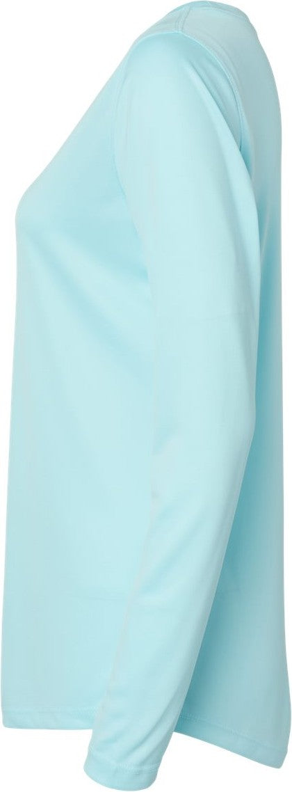 Left View of Aqua Blue Women's Long Islander Performance Long Sleeve T-Shirt - 214
