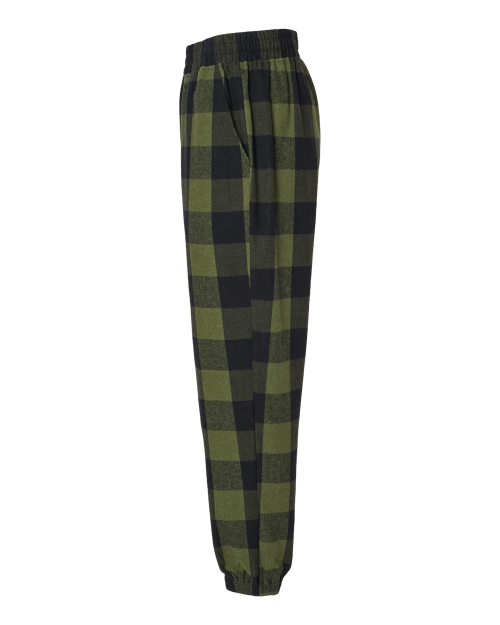 Left View of Army/ Black Flannel Joggers - 8810