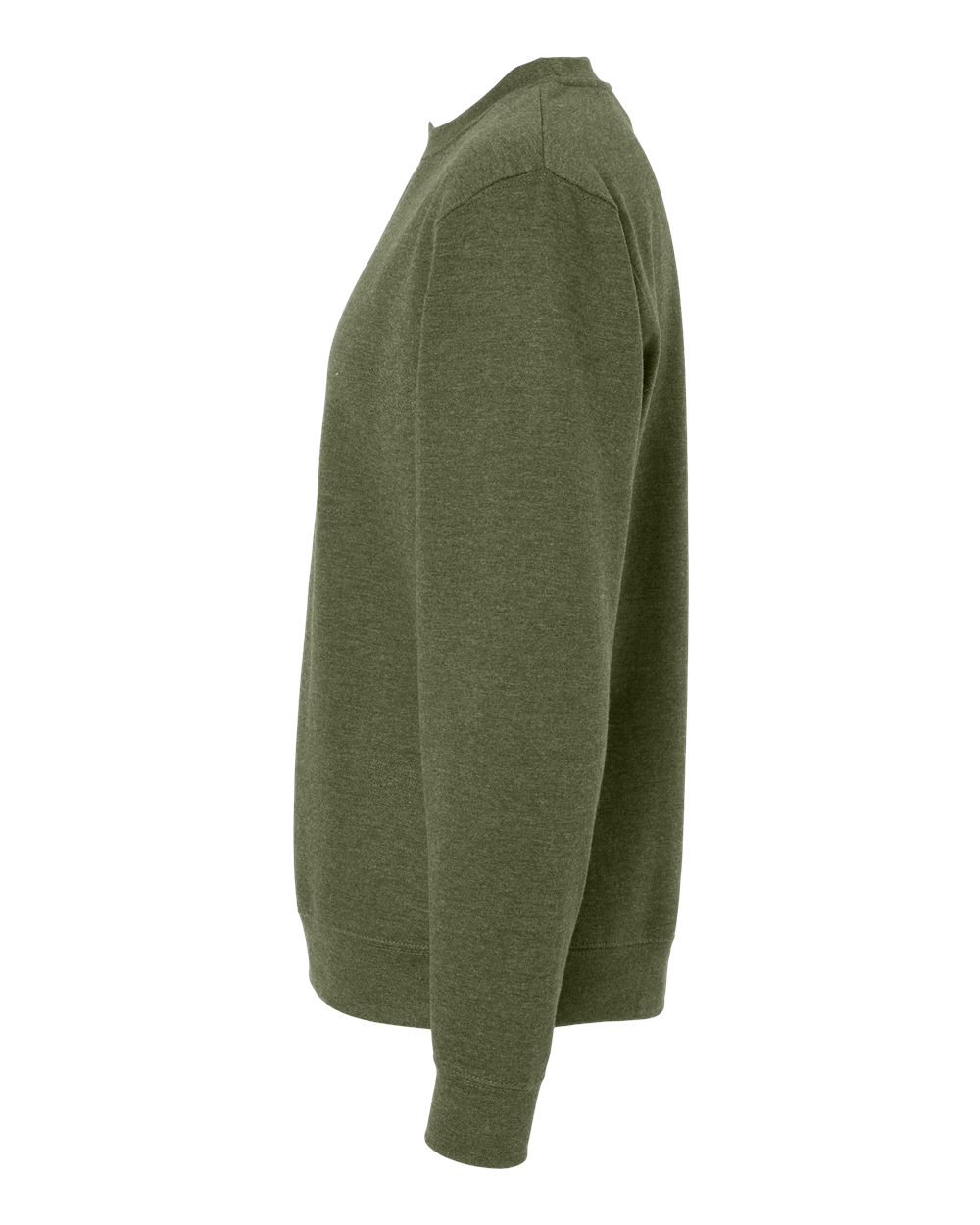 Left View of Army Heather Midweight Crewneck Sweatshirt - SS3000