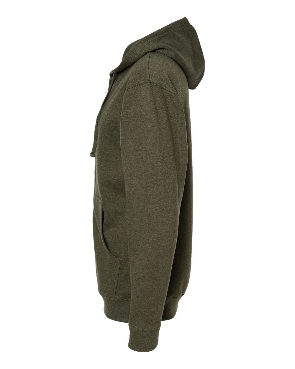 Left View of Army Heather Midweight Full-Zip Hooded Sweatshirt - SS4500Z