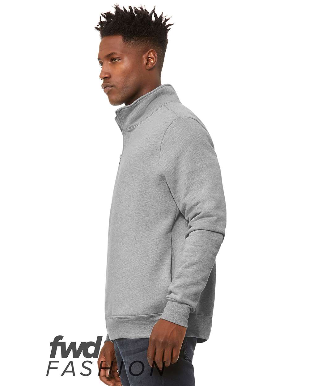 Left View of Athletic Heather FWD Fashion Quarter-Zip Pullover Fleece - 3740