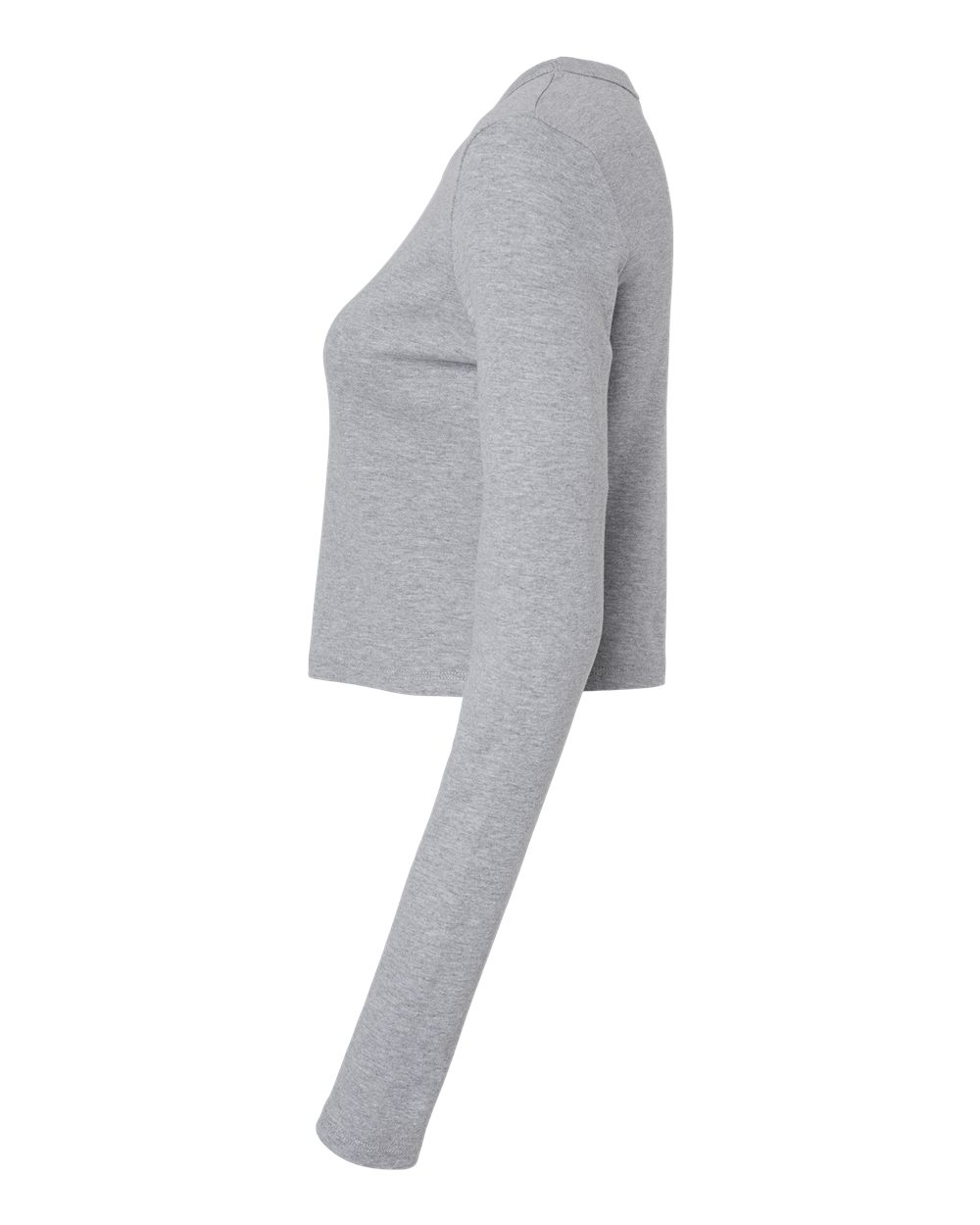 Left View of Athletic Heather Women's Micro Rib Long Sleeve Baby Tee - 1501