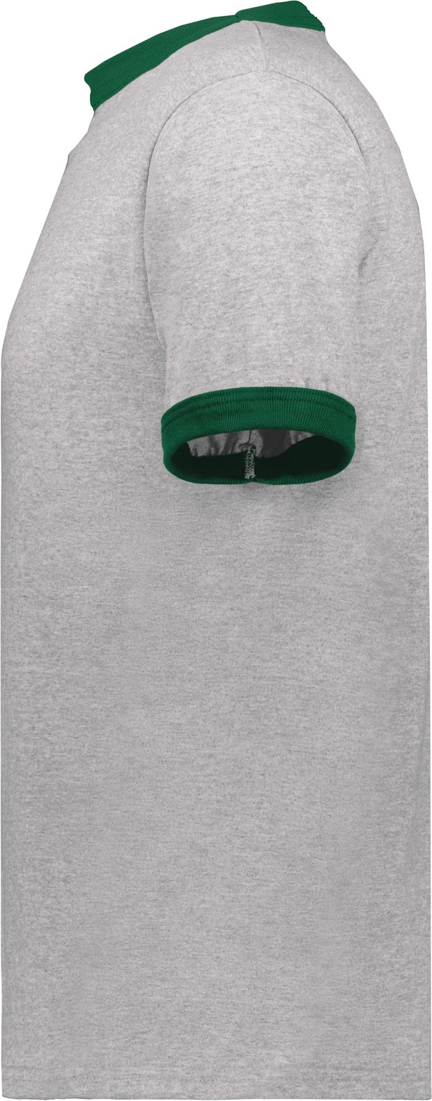 Left View of ATHLETIC HEATHER/DARK GREEN ADULT RINGER T-SHIRT