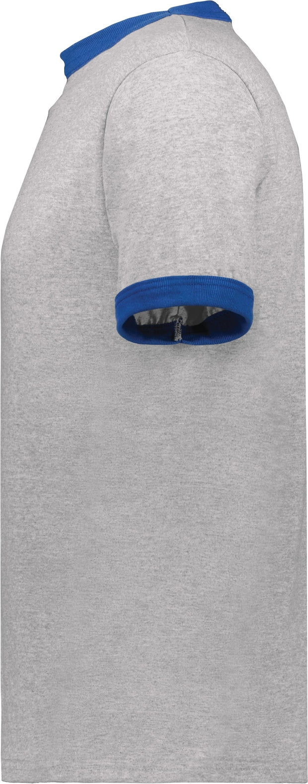 Left View of ATHLETIC HEATHER/ROYAL ADULT RINGER T-SHIRT
