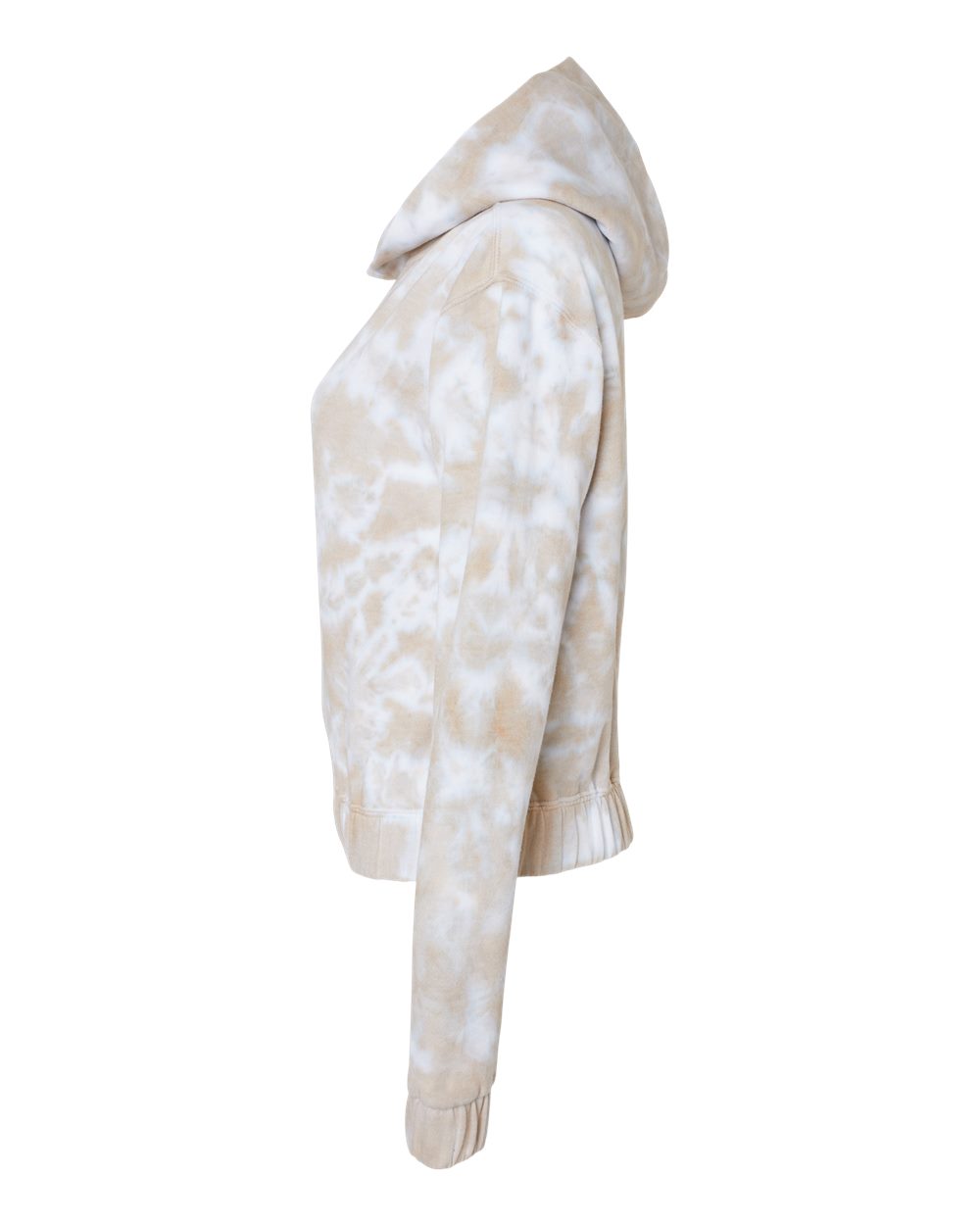 Left View of Atmosphere Women&#39;s Sueded Fleece Tie-Dyed Crop Hooded Sweatshirt - W23718