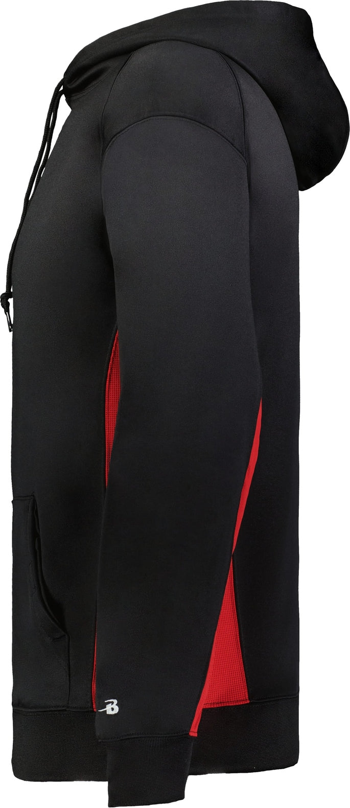 Left View of BA BLACK/RED PERFORMANCE FLEECE HOODIE