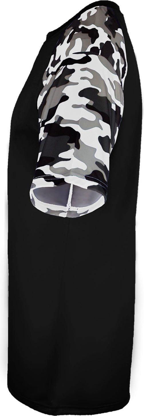 Left View of BA BLACK/WHITE CAMO YOUTH CAMO SPORT TEE