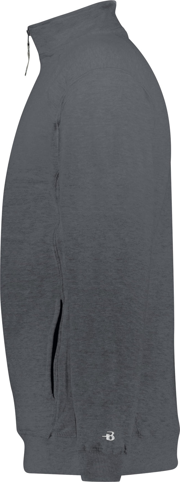 Left View of BA CHARCOAL 1/4 ZIP FLEECE PULLOVER