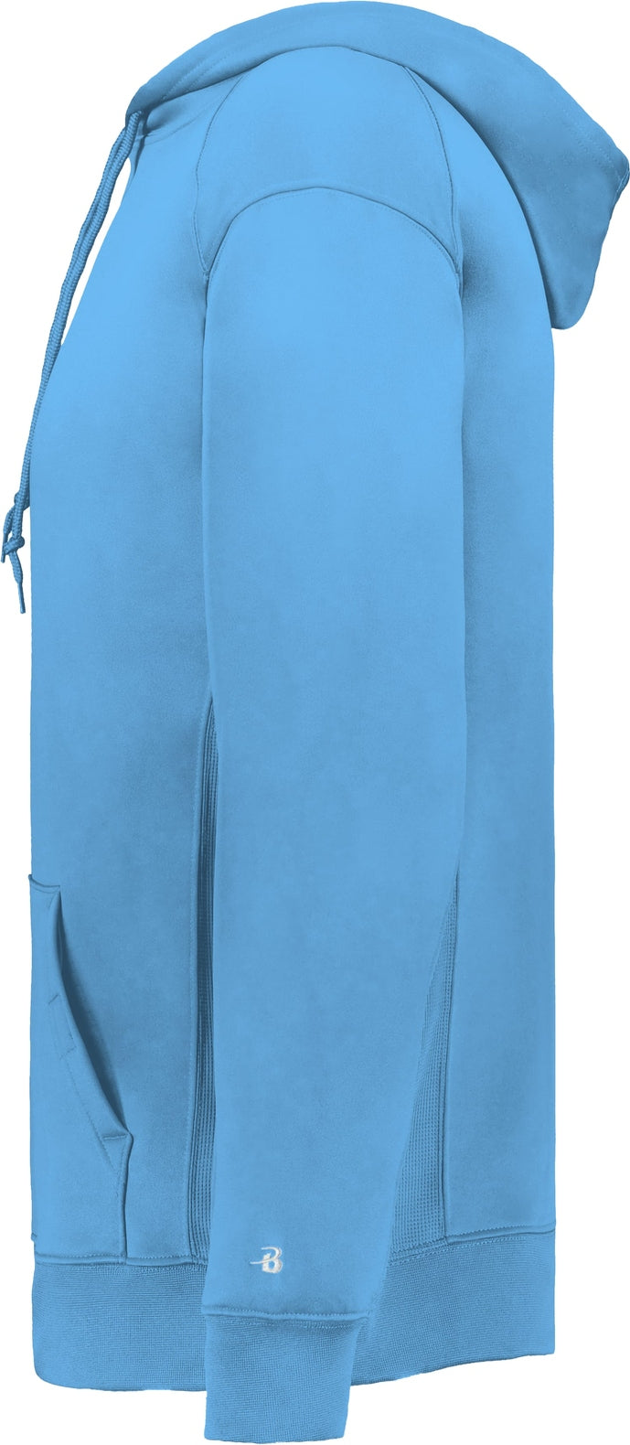 Left View of BA COLUMBIA BLUE PERFORMANCE FLEECE HOODIE