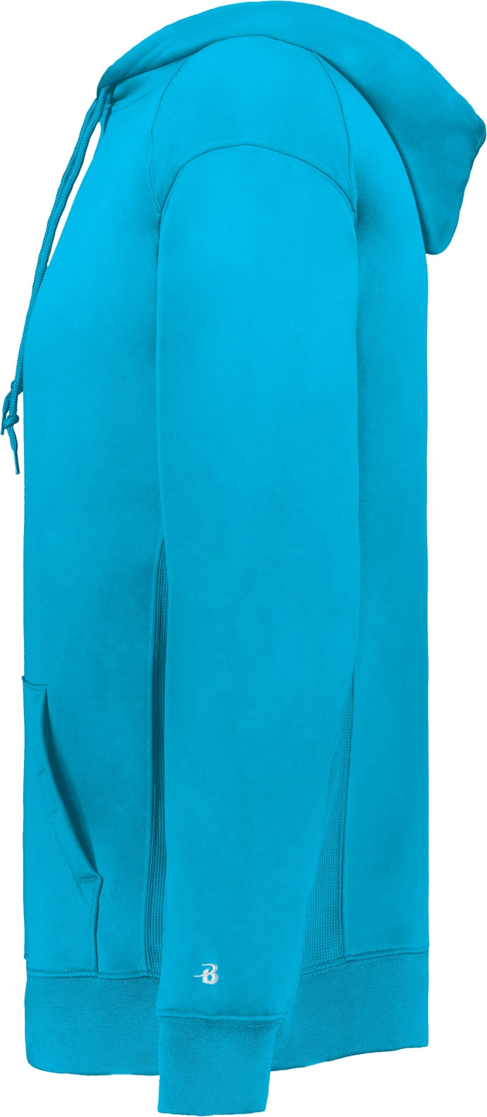 Left View of BA ELECTRIC BLUE PERFORMANCE FLEECE HOODIE