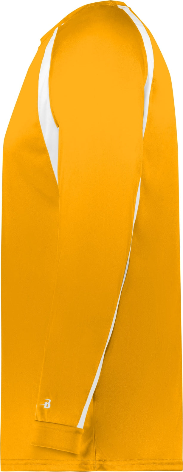 Left View of BA GOLD/WHITE HOOK L/S TEE
