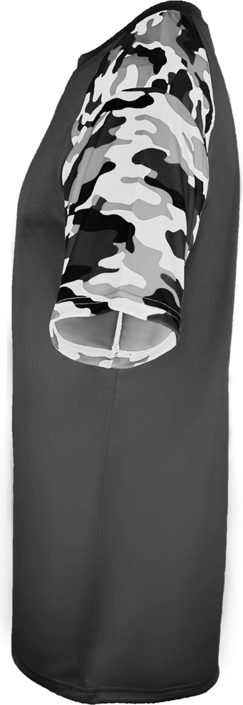 Left View of BA GRAPHITE/WHITE CAMO YOUTH CAMO SPORT TEE