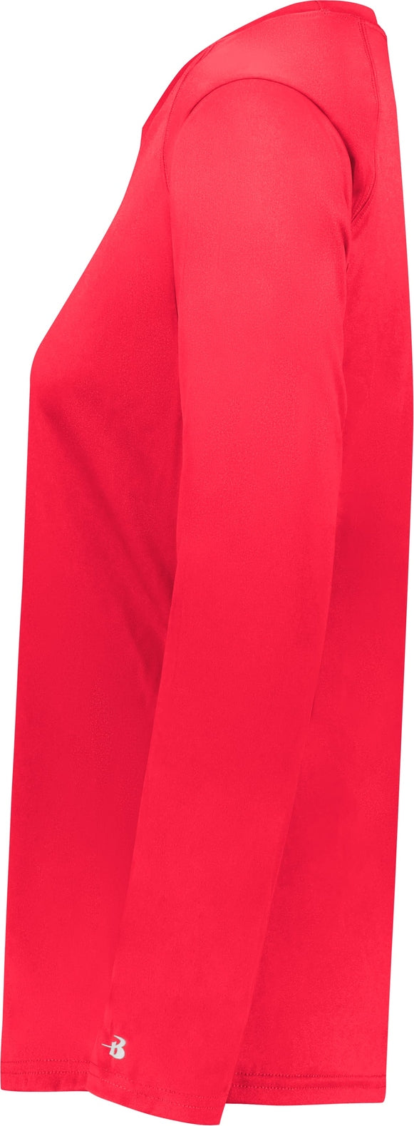 Left View of BA HOT CORAL LADIES B-CORE L/S TEE