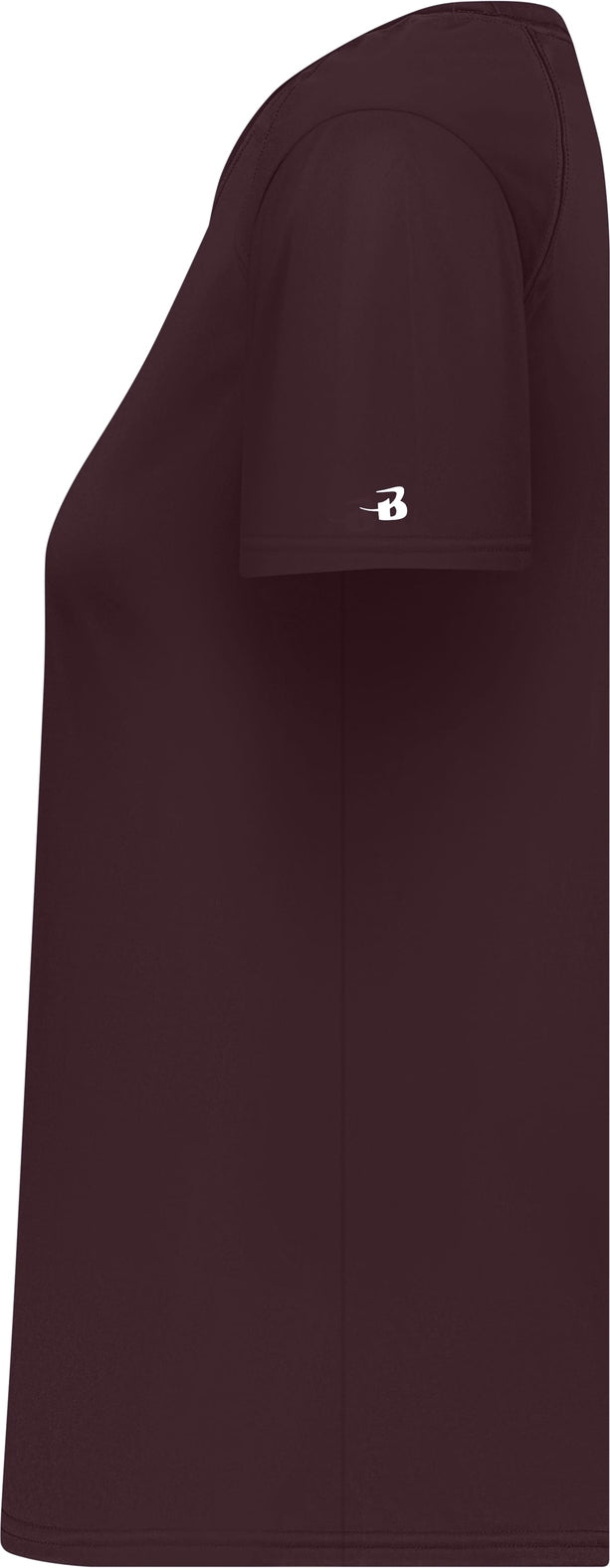 Left View of BA MAROON LADIES B-CORE TEE
