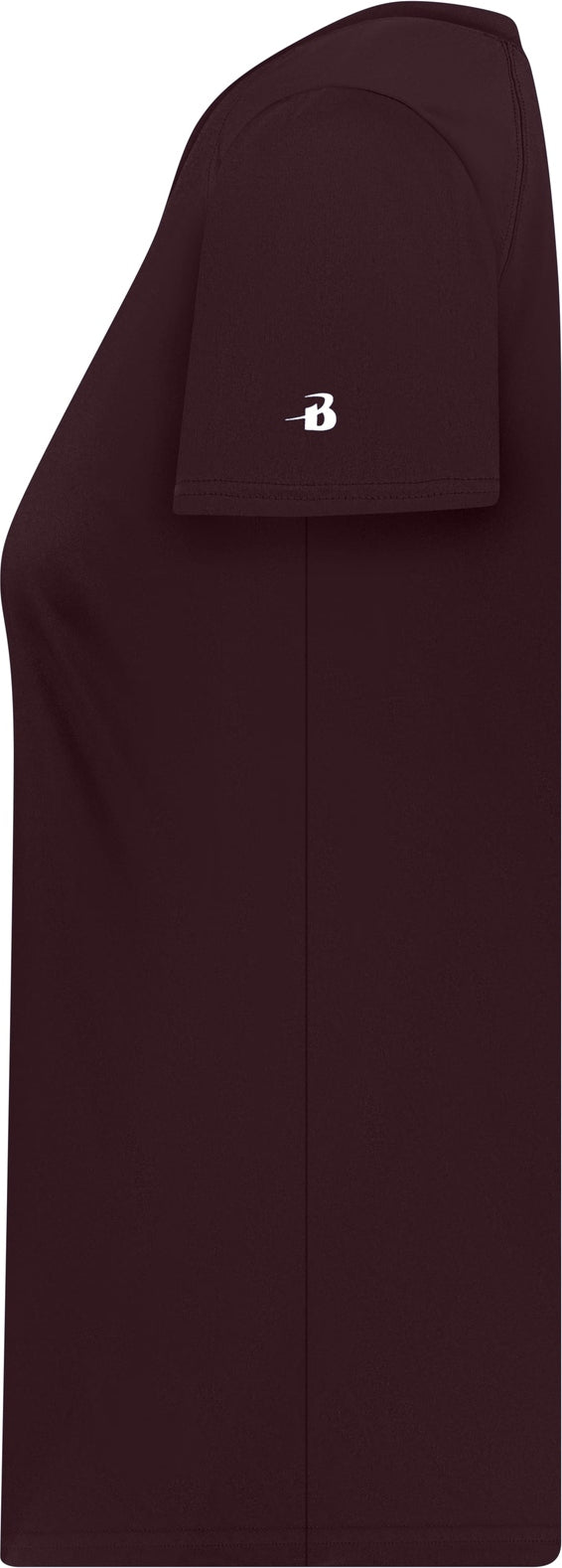 Left View of BA MAROON LADIES B-CORE V-NECK TEE