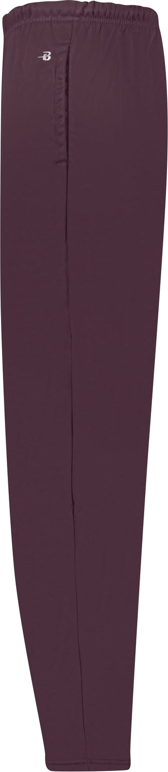 Left View of BA MAROON PERF. FLEECE OPEN BOTTOM PANT