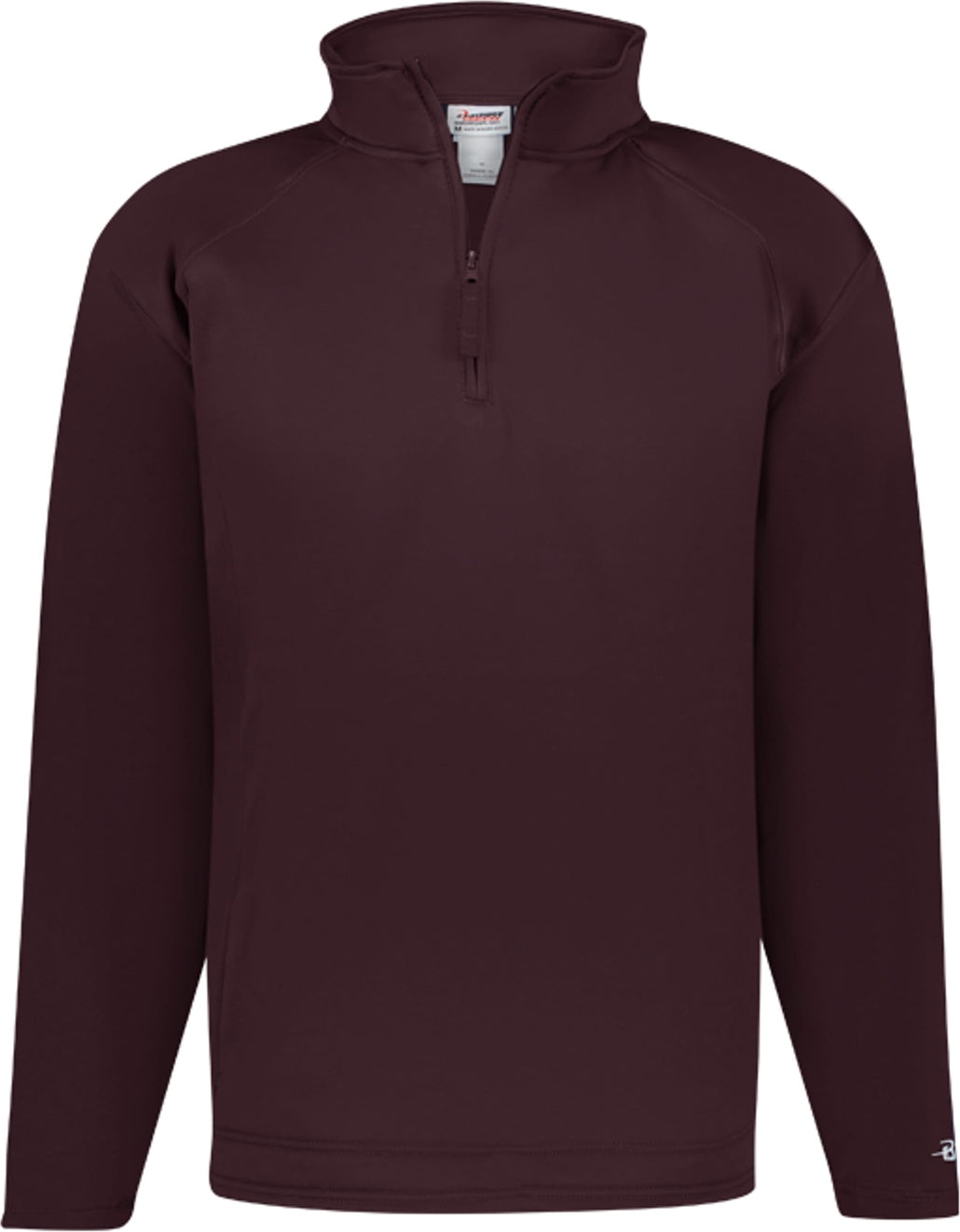 Left View of BA MAROON PERFORMANCE FLEECE 1/4 ZIP PUL