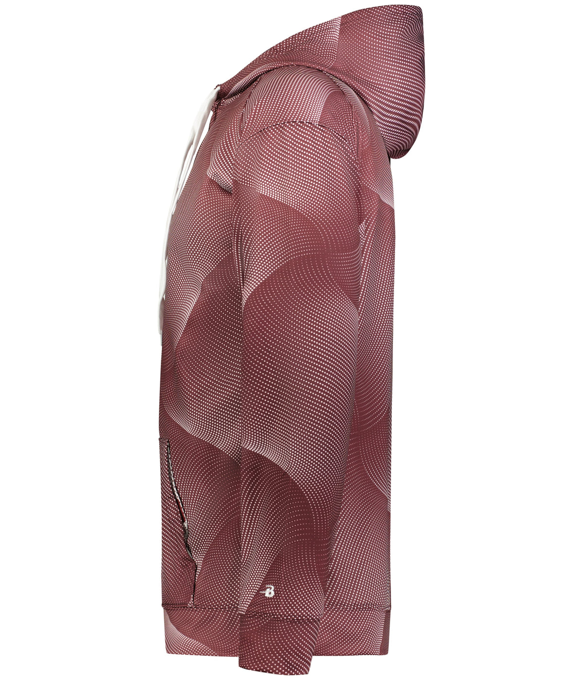 Left View of BA MAROON WARP WARP HOOD