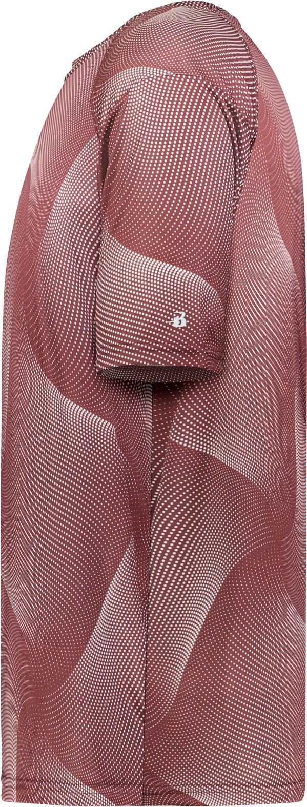 Left View of BA MAROON WARP WARP TEE